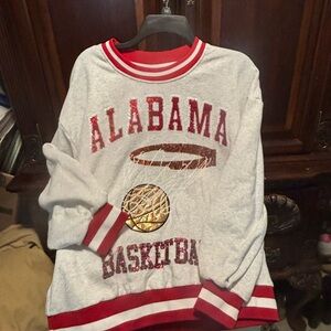 QUEEN OF SPARKLES Red and White Alabama Basketball Sweatshirt